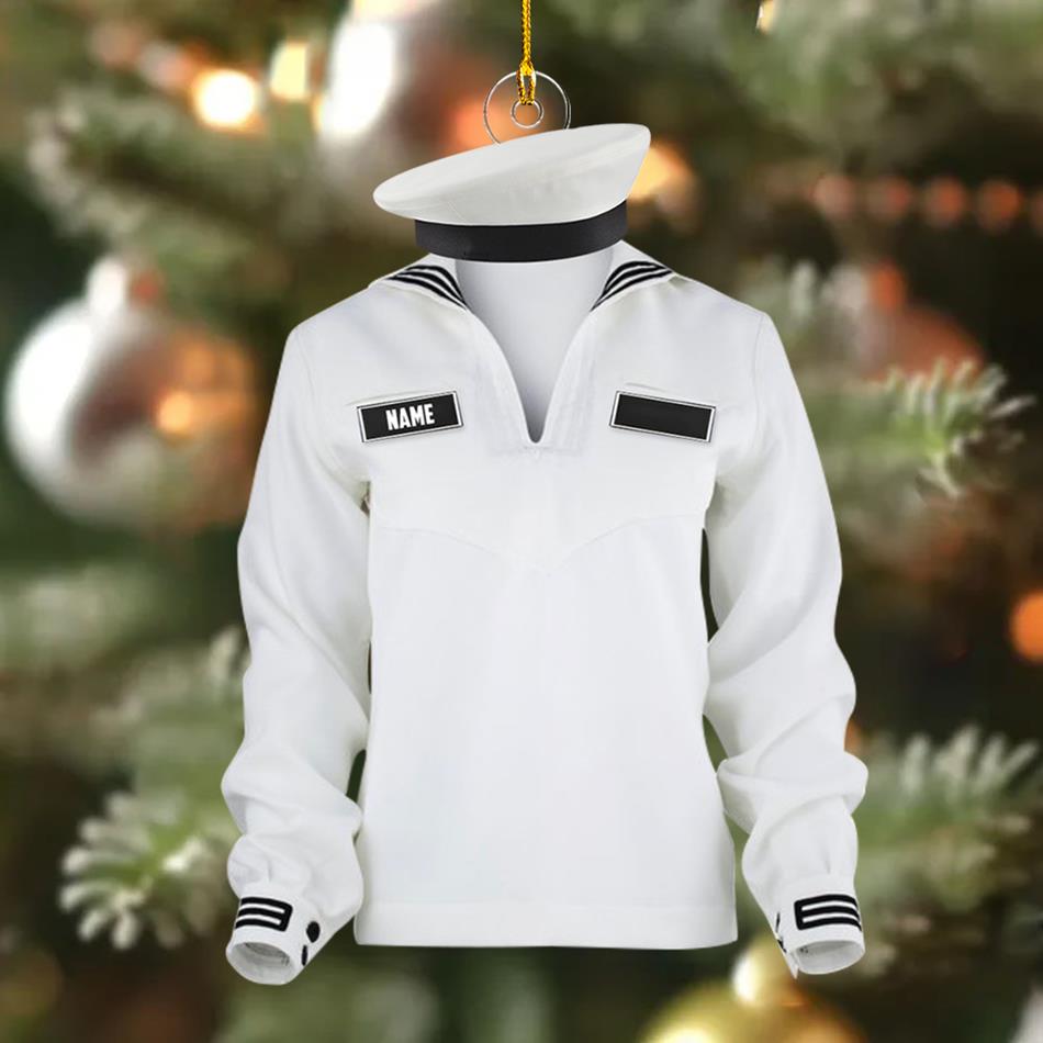 US Military Dress Blue Custom Christmas Ornament Gift For US Military Veteran Proudly Served Uniform Ornament H2511 Trna