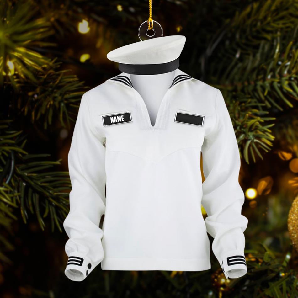 US Military Dress Blue Custom Christmas Ornament Gift For US Military Veteran Proudly Served Uniform Ornament H2511 Trna