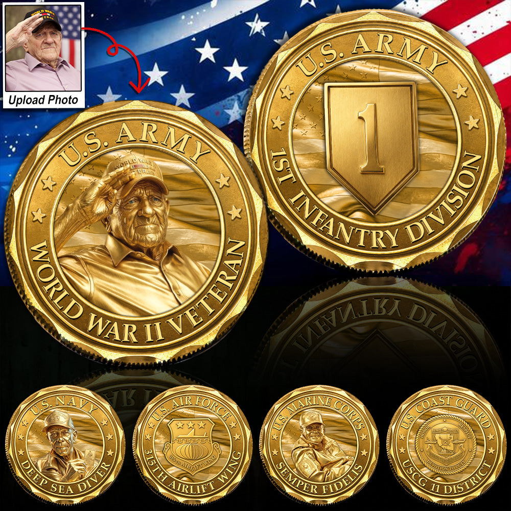 Custom Division Photo Veteran Challenge Coin Gift For Veteran Dad Grandpa Commemorative Coin Idea H2511 Trna
