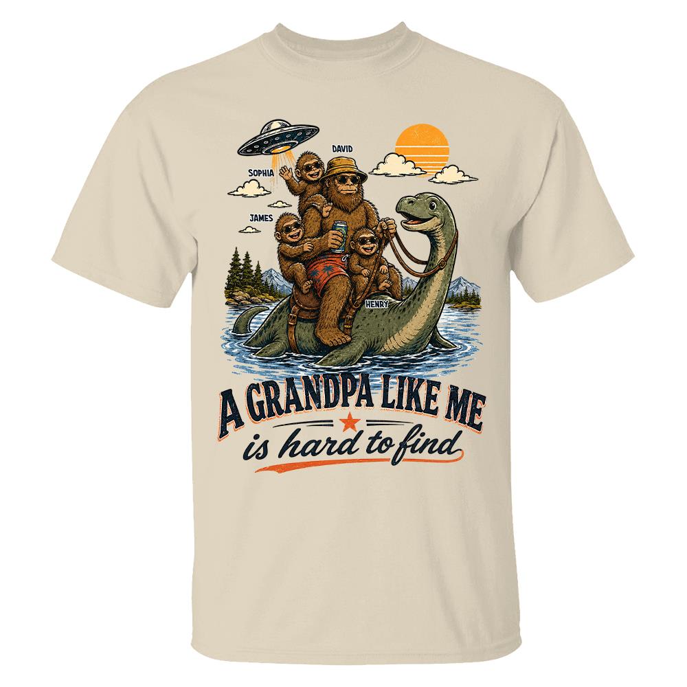 Personalized A Grandpa Like Me Is Hard To Find Retro Lake Monster Shirt, Unique Gift for Papa, Dad, Grandpa Hv01