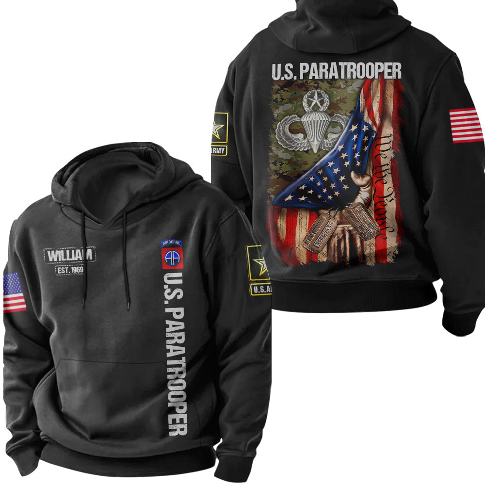 US Flag Pull Down Veteran Title Personalized All Over Print Shirt For Veteran H2511