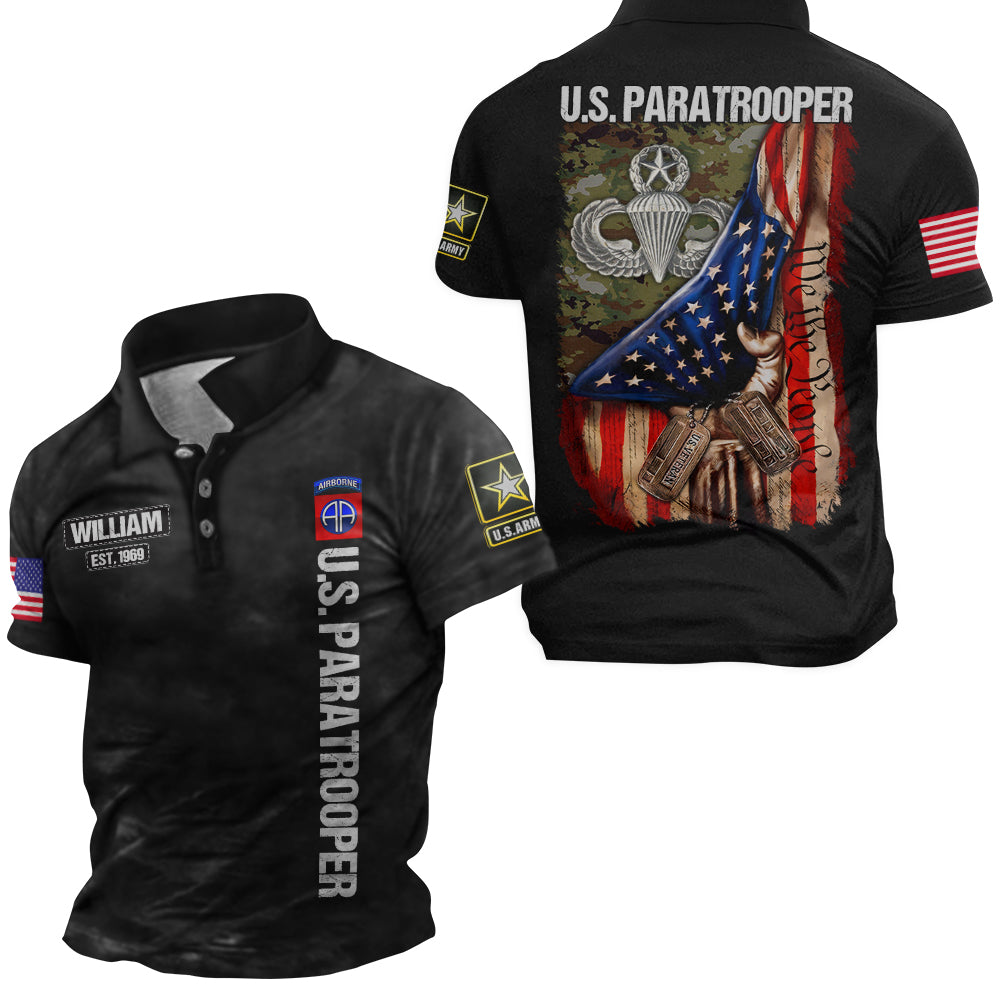 US Flag Pull Down Veteran Title Personalized All Over Print Shirt For Veteran H2511