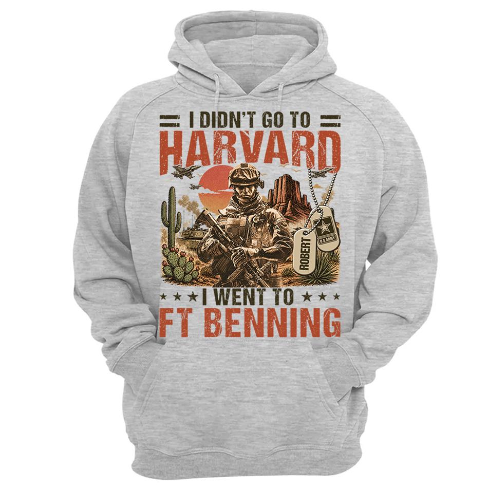 I Didn't Go To Harvard I Went To Military Base Vintage Custom Shirt For Veteran Dad Grandpa Shirt Personalized Branch, Location H2511 Trna