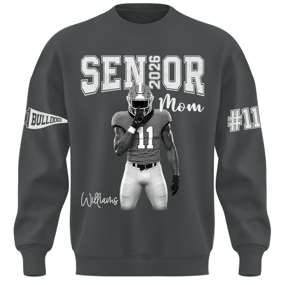 Custom Player Name and Number T-Shirt, Personalized Football Senior Mom Tee, Football Game Day Gift Na02 Hv01