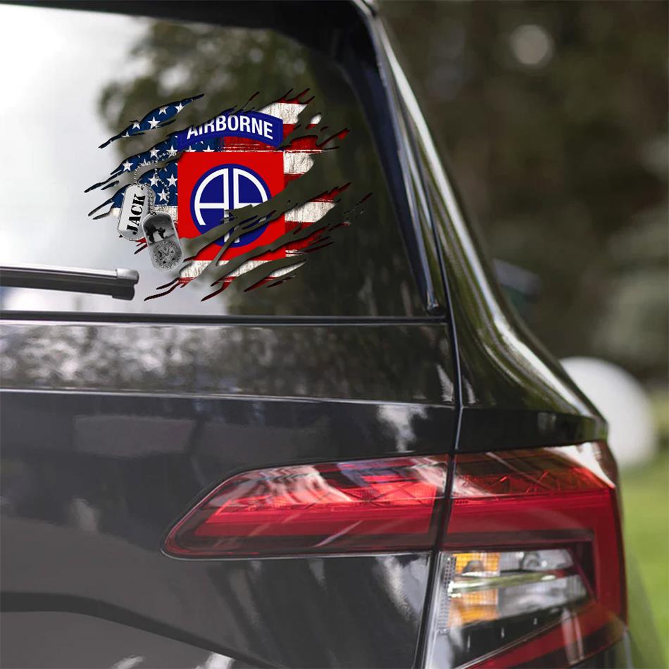 American Distressed Flag Custom Division All Branches Of Services Car Decal Gift For US Veteran H2511 Trna