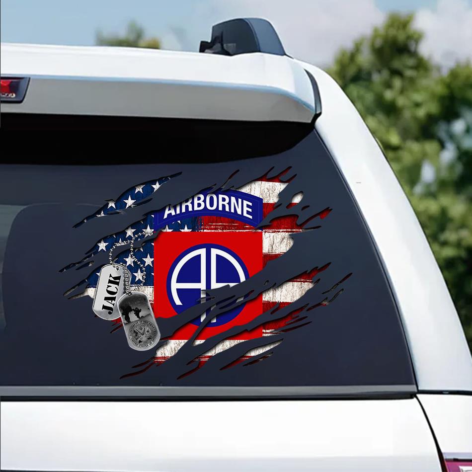 American Distressed Flag Custom Division All Branches Of Services Car Decal Gift For US Veteran H2511 Trna