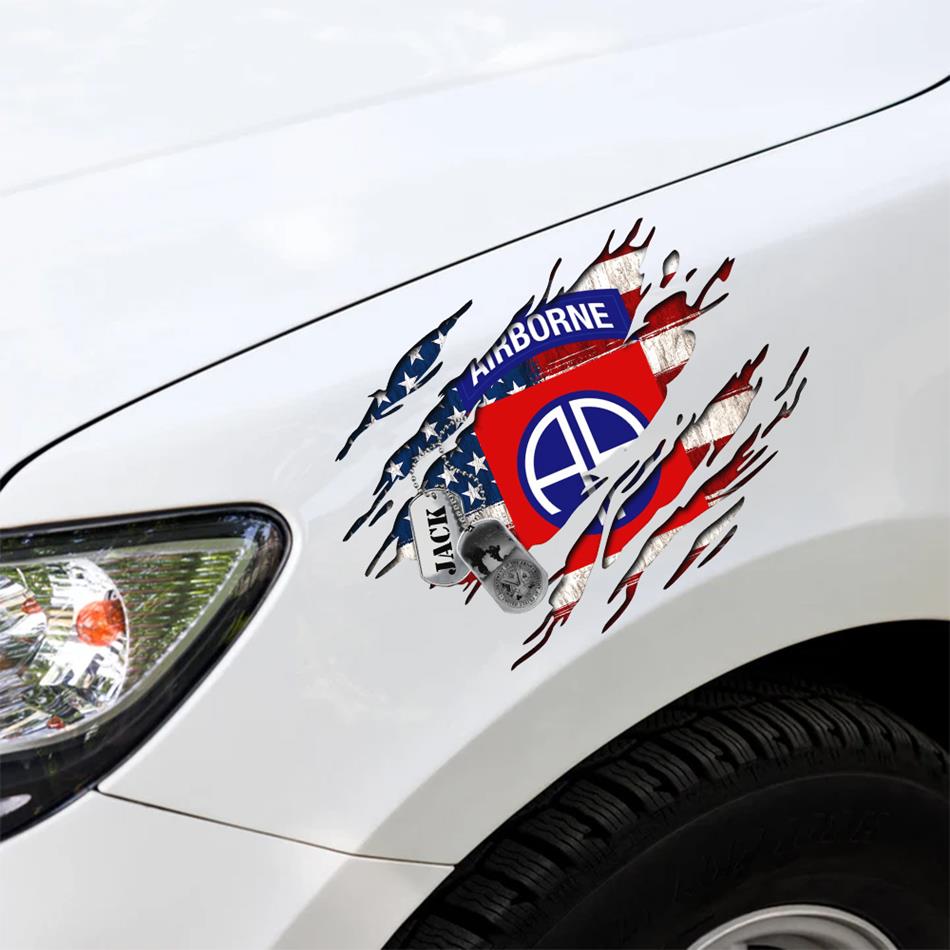 American Distressed Flag Custom Division All Branches Of Services Car Decal Gift For US Veteran H2511 Trna