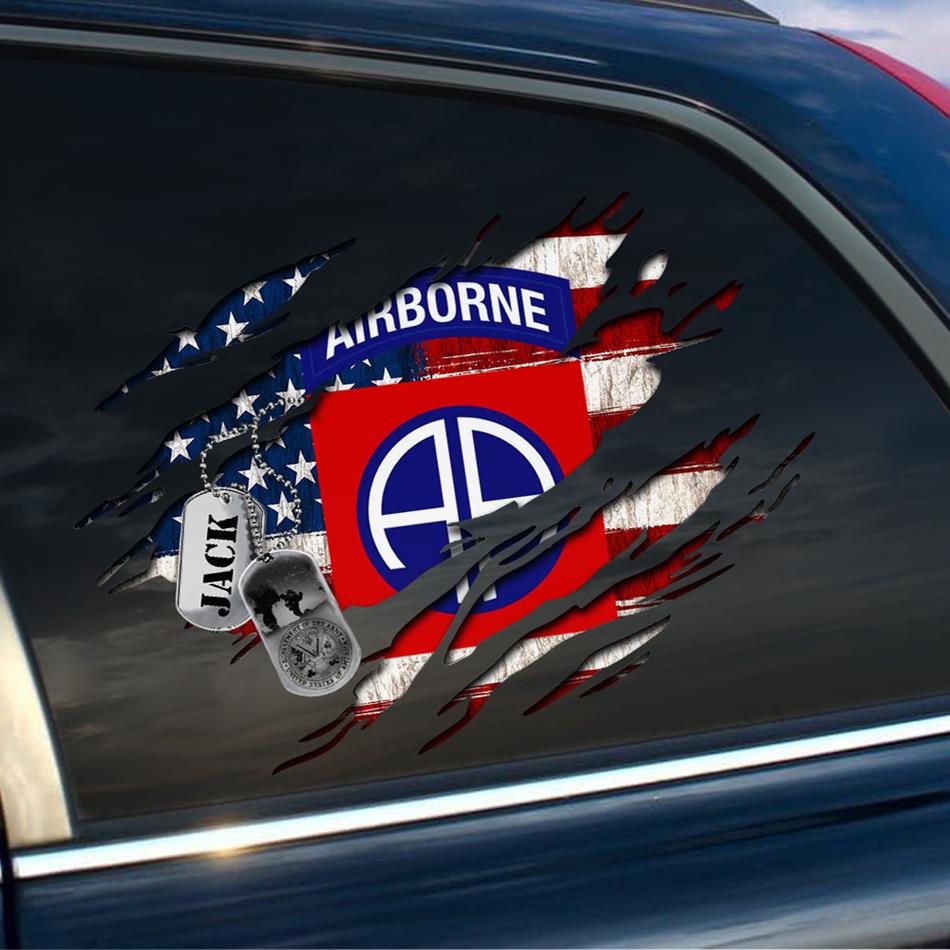 American Distressed Flag Custom Division All Branches Of Services Car Decal Gift For US Veteran H2511 Trna