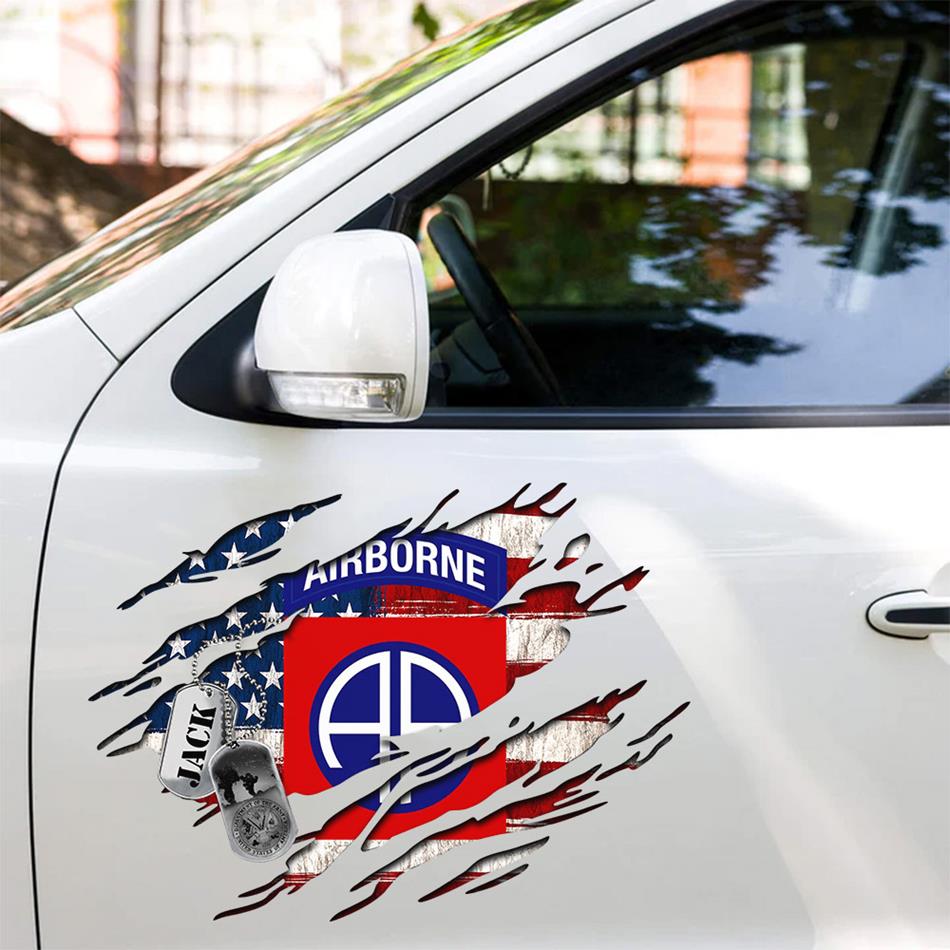 American Distressed Flag Custom Division All Branches Of Services Car Decal Gift For US Veteran H2511 Trna