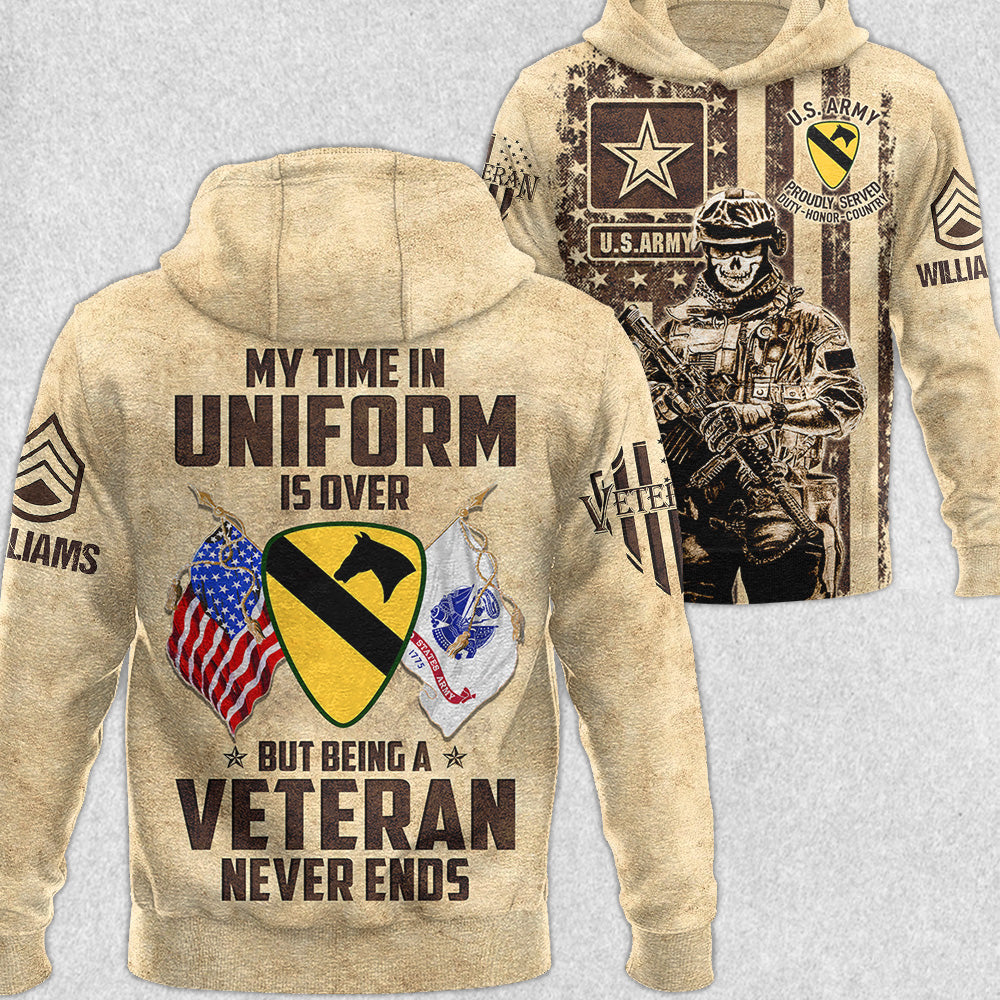 My Time In Uniform Is Over But Being A Veteran Never Ends All Over Print Shirt For Soldier Veteran H2511