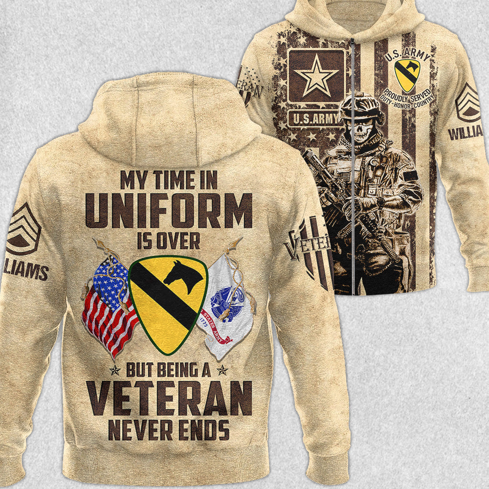 My Time In Uniform Is Over But Being A Veteran Never Ends All Over Print Shirt For Soldier Veteran H2511