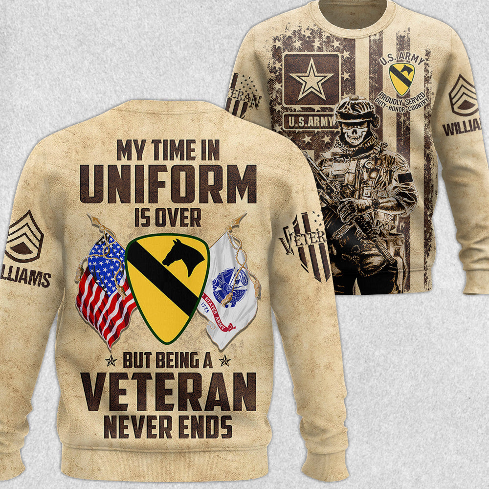 My Time In Uniform Is Over But Being A Veteran Never Ends All Over Print Shirt For Soldier Veteran H2511