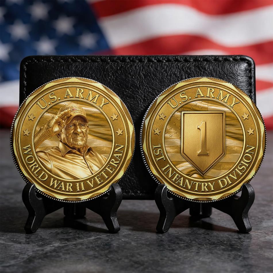 Custom Division Photo Veteran Challenge Coin Gift For Veteran Dad Grandpa Commemorative Coin Idea H2511 Trna