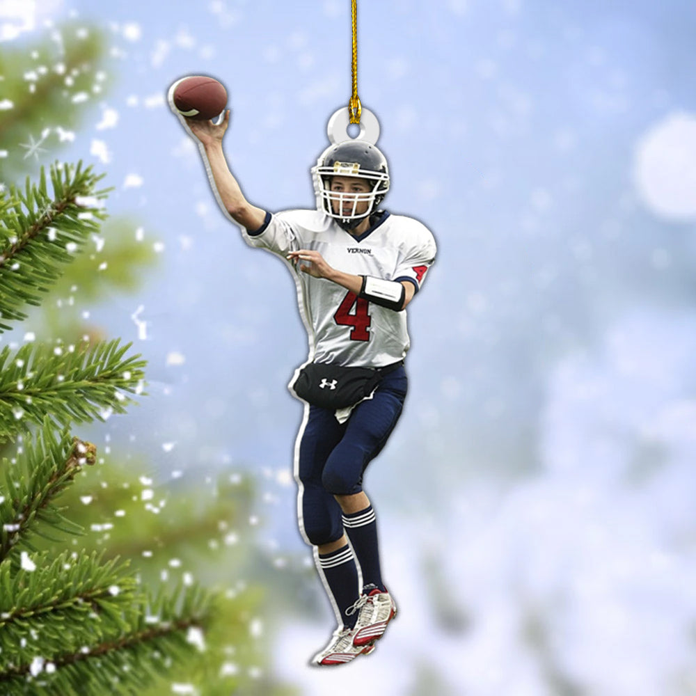 American Football Player Photo Personalized Ornament Gift For Football Player Football Lovers H2511