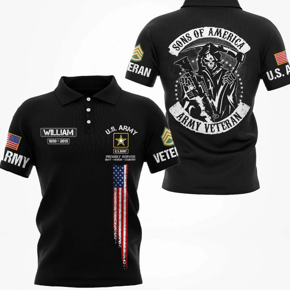 Skull Sons Of America US Veteran Personalized All Over Print Shirt For Veteran Dad Grandpa H2511