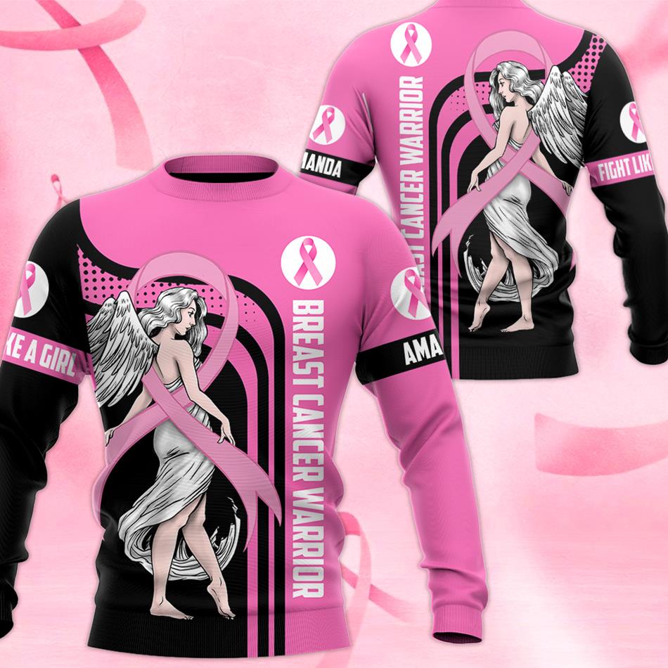 Breast Cancer Survivor Pink Ribbon Angle Custom All Over Print Shirt For Cancer Survivor Warrior Breast Cancer Awareness Shirt H2511 Trna