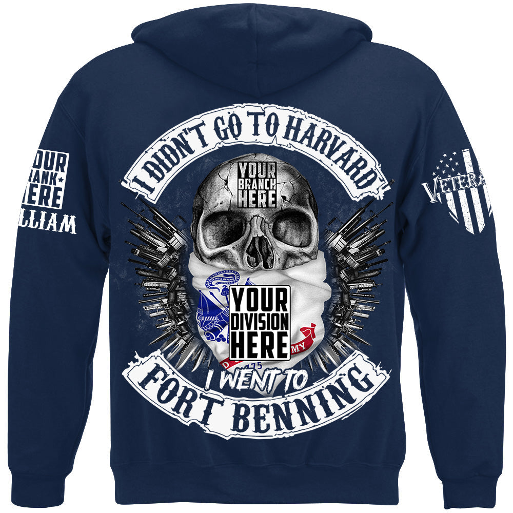 Skull Veteran Shirt I Didn't Go To Harvard I Went To Military Base Custom All Branches Shirt For Veteran H2511