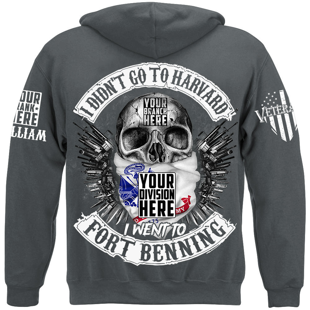 Skull Veteran Shirt I Didn't Go To Harvard I Went To Military Base Custom All Branches Shirt For Veteran H2511