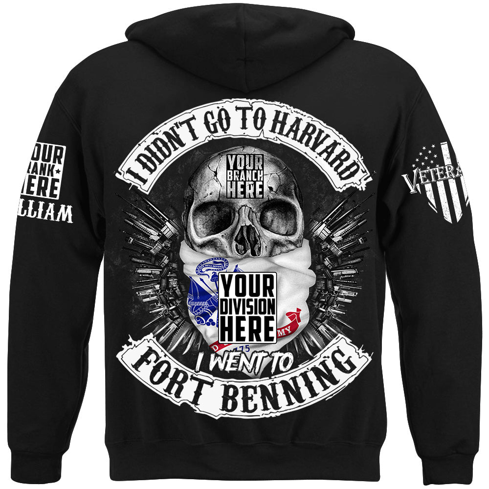 Skull Veteran Shirt I Didn't Go To Harvard I Went To Military Base Custom All Branches Shirt For Veteran H2511