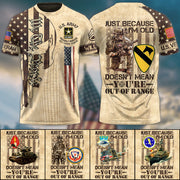 Just Because I'm Old Doesn't Mean You're Out of Range We Vintage The People Skull All Over Print Shirt For US Veteran USA Flag Shirt H2511 Trna