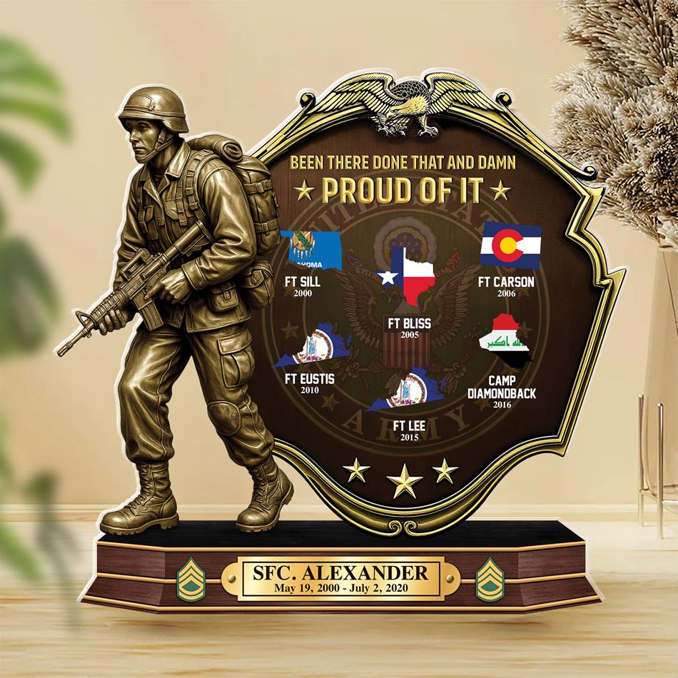 US Veteran World Tour Personalized Acrylic Block Plaque Gift For Veteran Served In Military Base Personalized Gift H2511 Trna