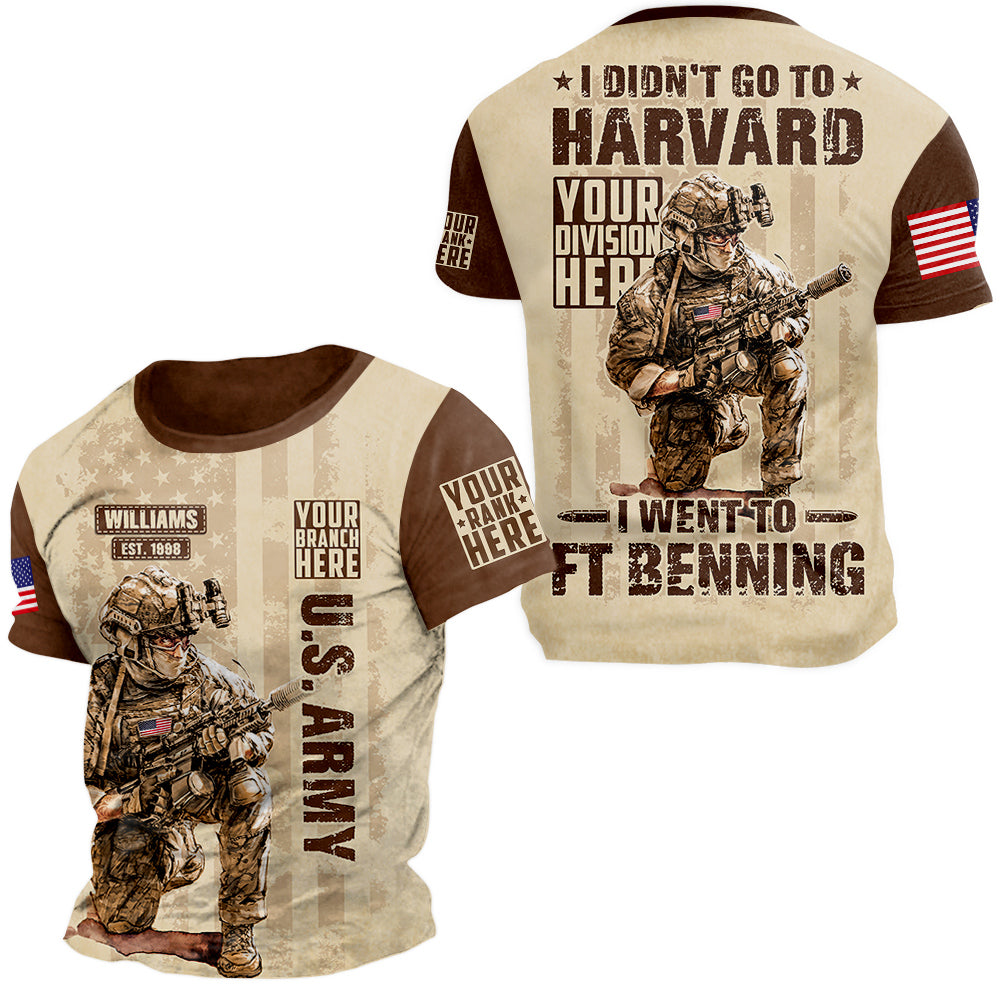 Vintage Shirt I Didn't Go To Harvard I Went To Military Base Personalized All Over Print Shirt For Veteran H2511
