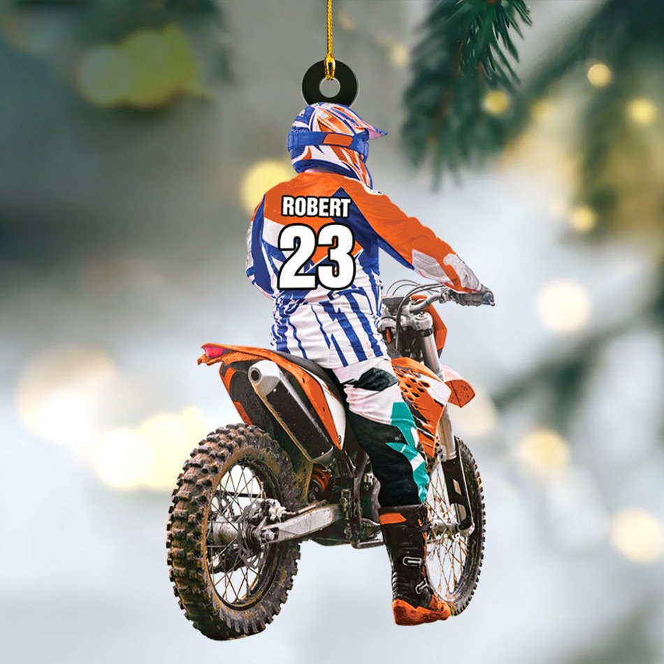 Personalized Motocross Racer Ornament Gift For Motocross Lovers Christmas Ornament H2511