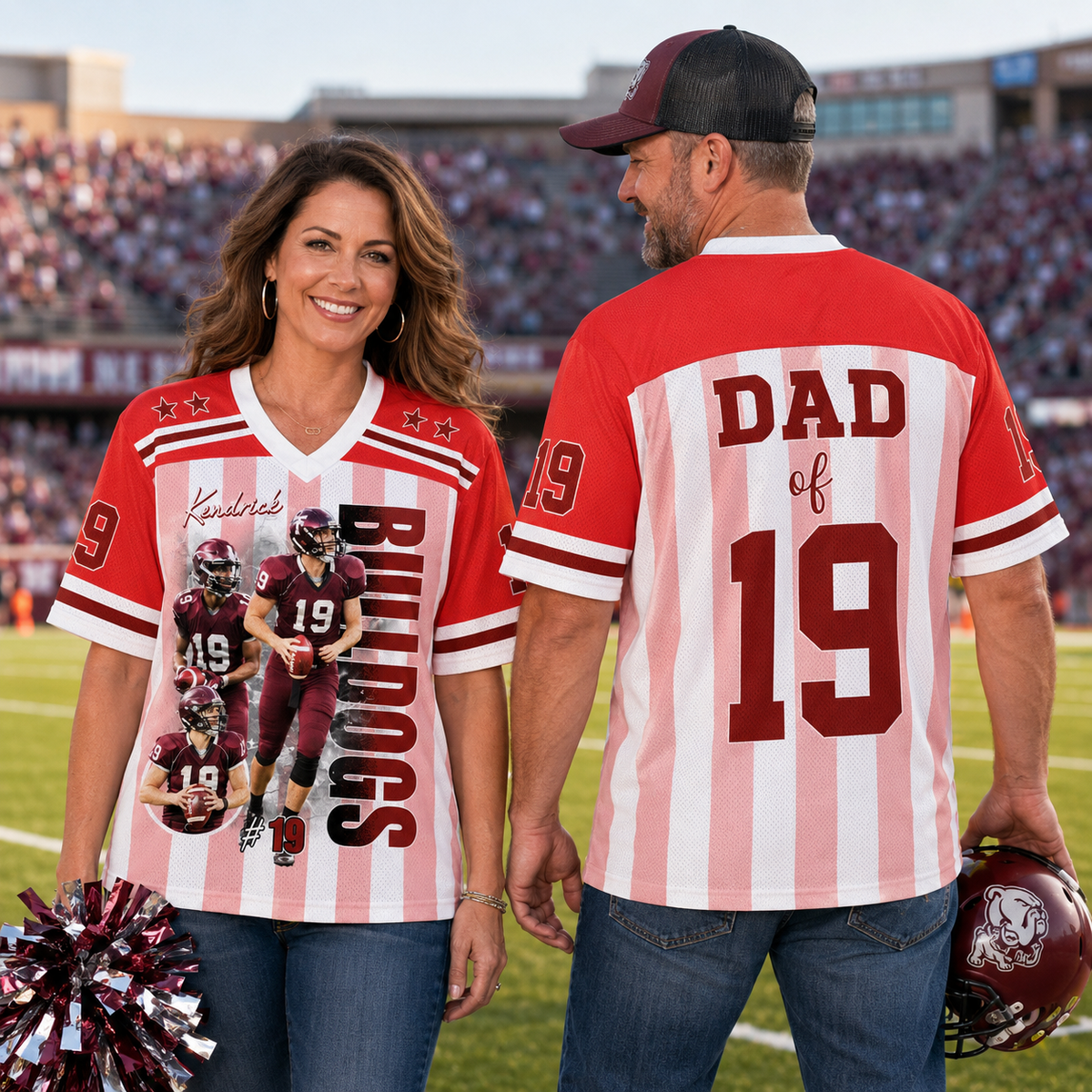 Personalized Football Mom Jersey with Photo, Name & Number, Gift For Football Mom Football Lovers MI209 Pt99