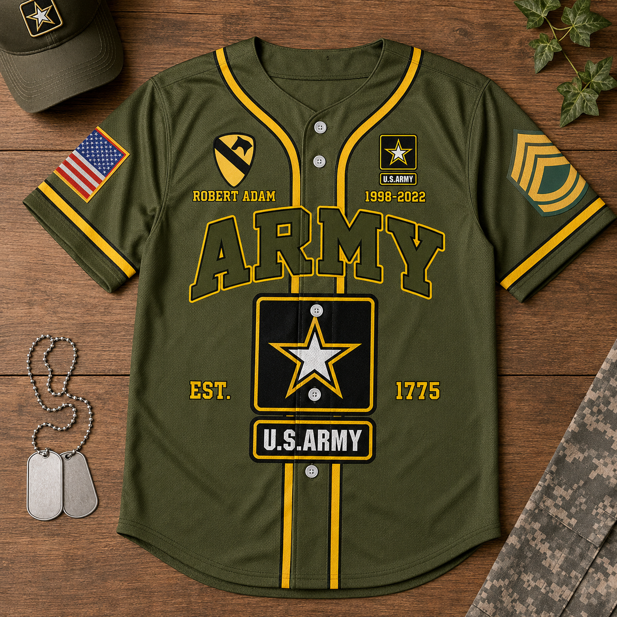 US Military Baseball Jersey Custom All Branches Rank Division Name For Military Retirement Veteran Dad Grandpa H2511
