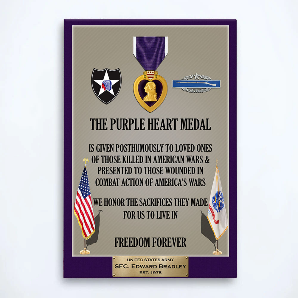 The Purple Heart Medal Custom Division And Badges Poster Canvas Gift For Combat Wounded Veterans Purple Heart Day H2511