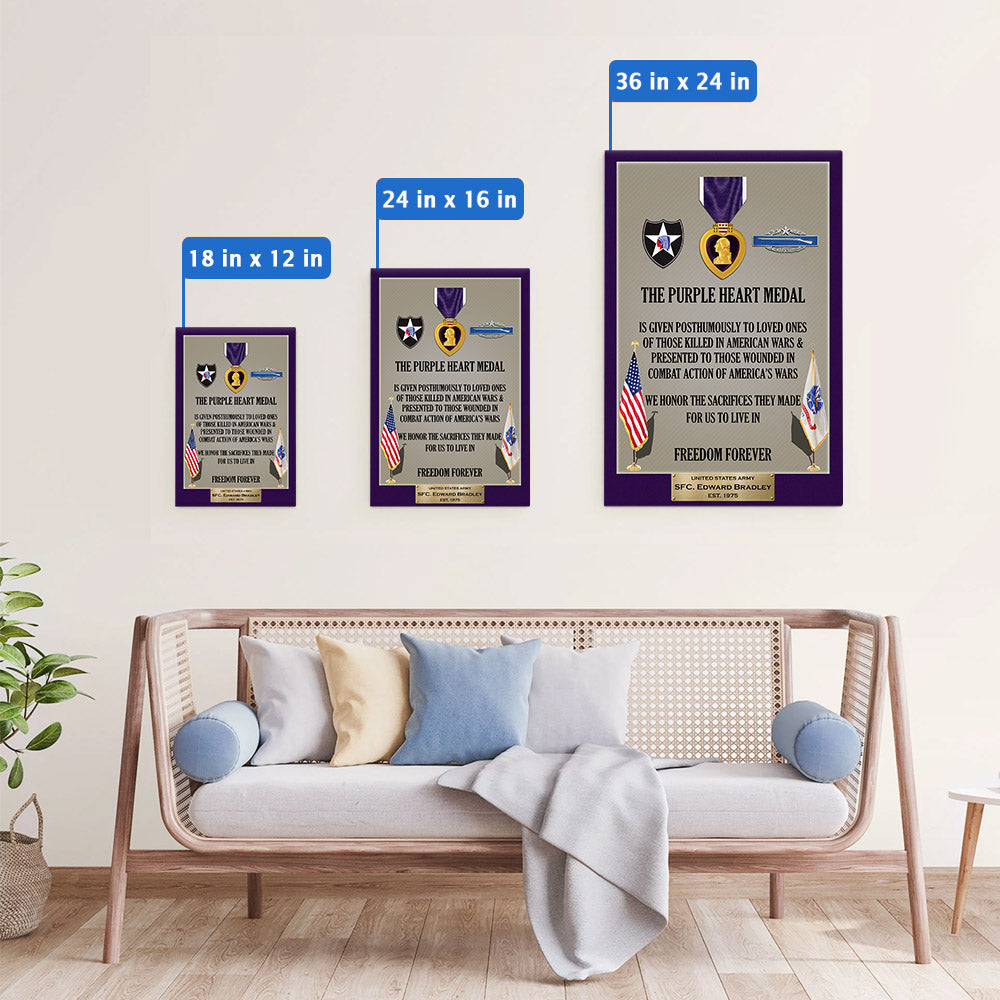 The Purple Heart Medal Custom Division And Badges Poster Canvas Gift For Combat Wounded Veterans Purple Heart Day H2511