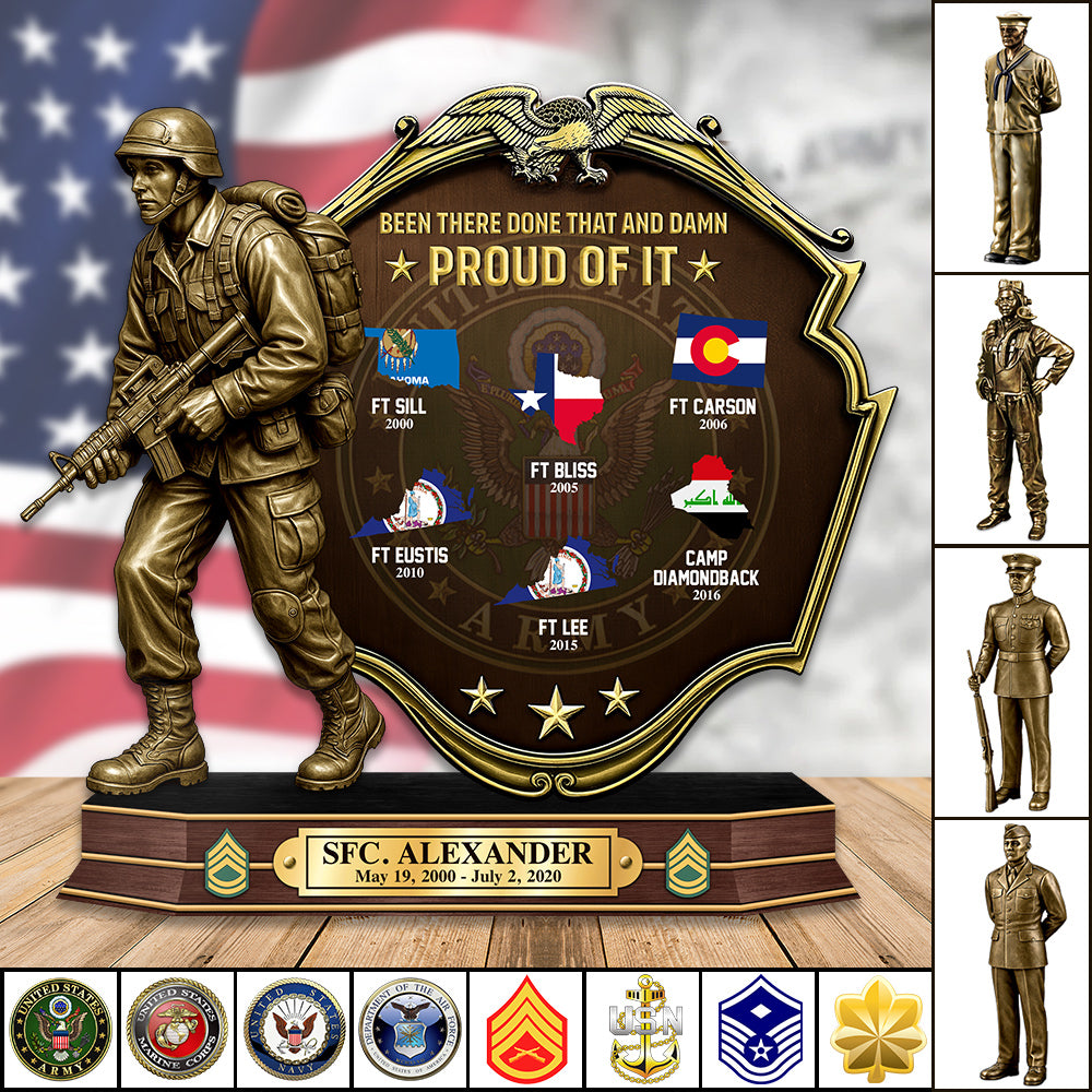 US Veteran World Tour Personalized Acrylic Block Plaque Gift For Veteran Served In Military Base Personalized Gift H2511 Trna