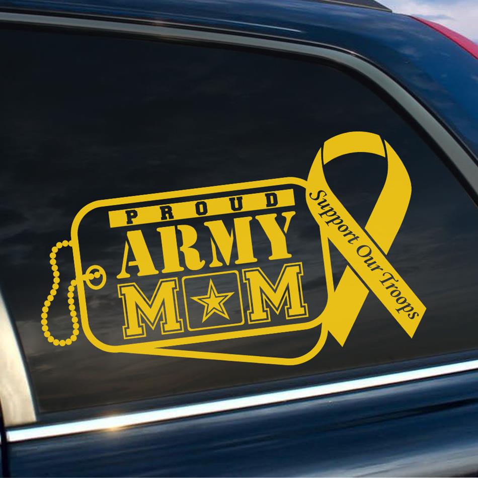 Proud Army Mom Dad Wife Support Our Troops Custom Car Decal Gift For Proud US Military Family Members Vehicle H2511 Trna