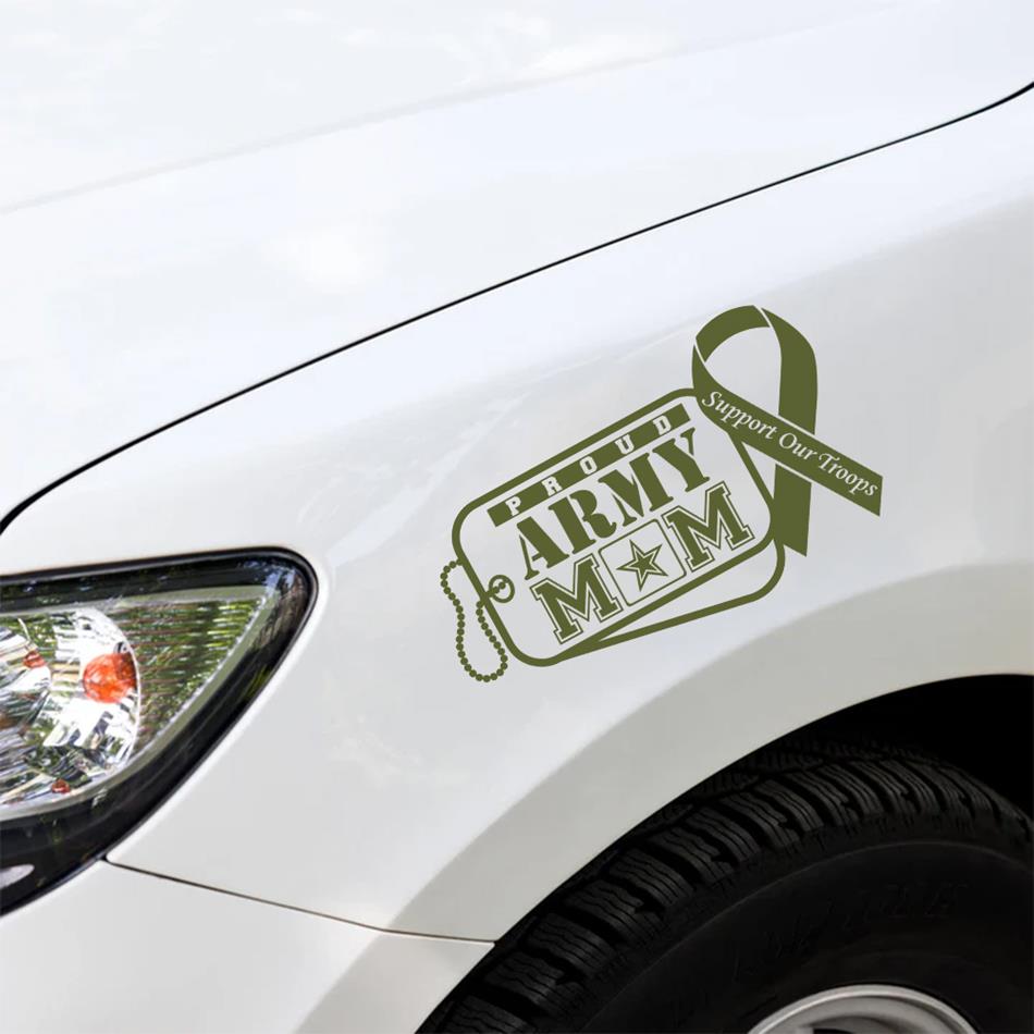 Proud Army Mom Dad Wife Support Our Troops Custom Car Decal Gift For Proud US Military Family Members Vehicle H2511 Trna