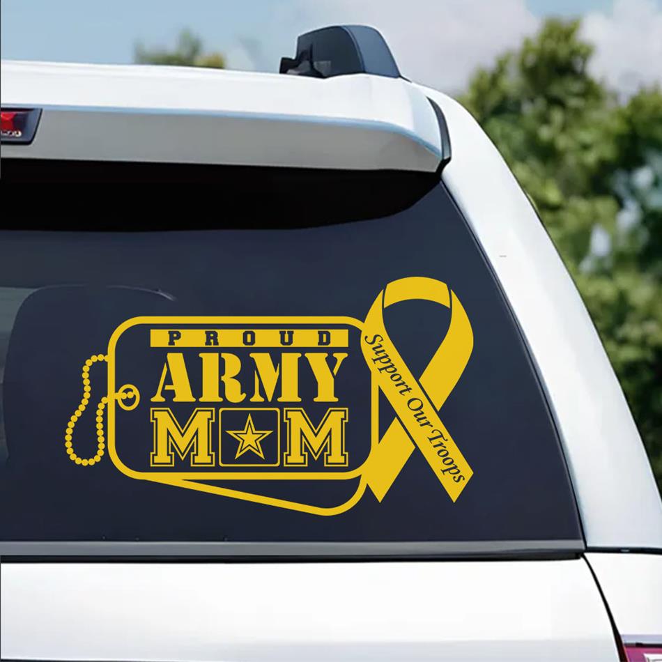 Proud Army Mom Dad Wife Support Our Troops Custom Car Decal Gift For Proud US Military Family Members Vehicle H2511 Trna