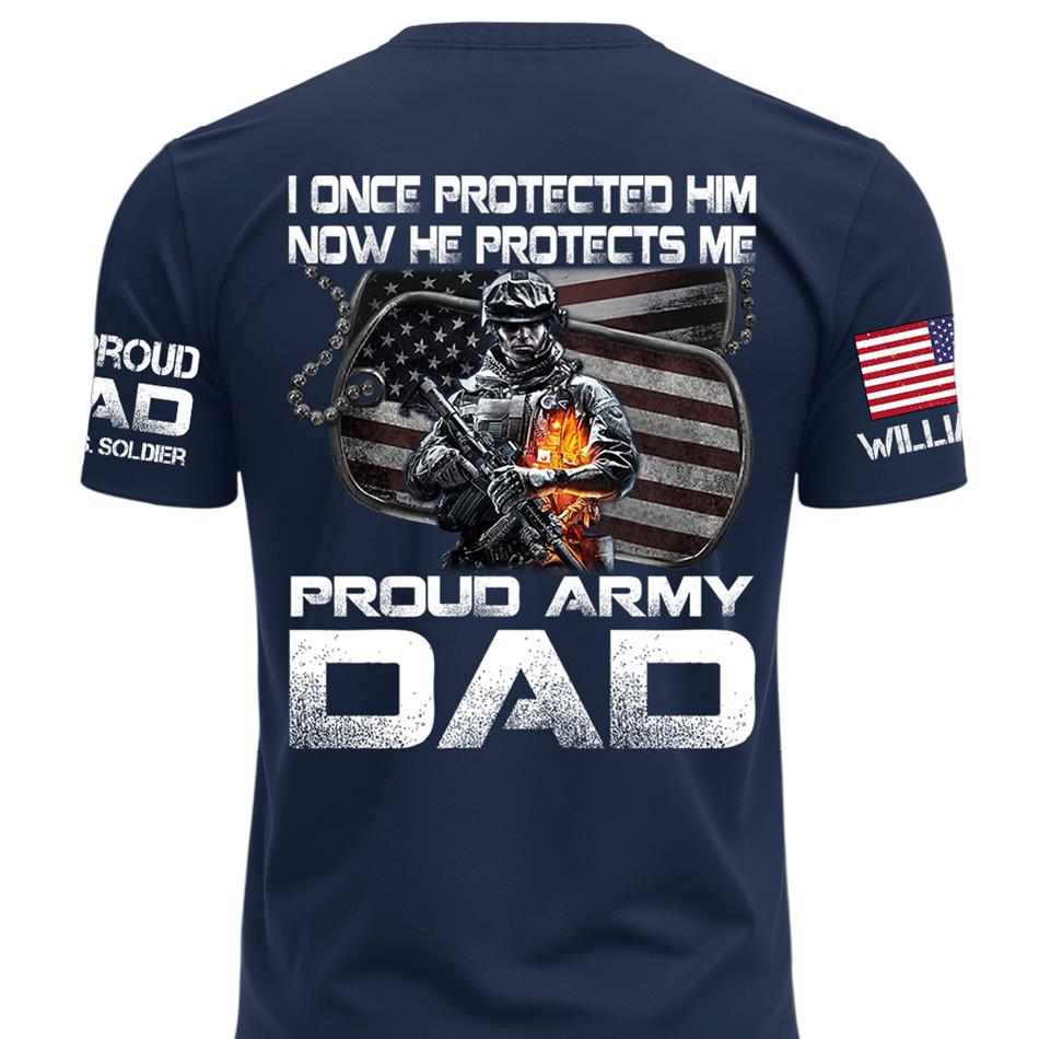 I Once Protected Him Now He Protects Me Proud Army Dad Custom Shirt For Proud Military Mom Dad Family H2511 Trna