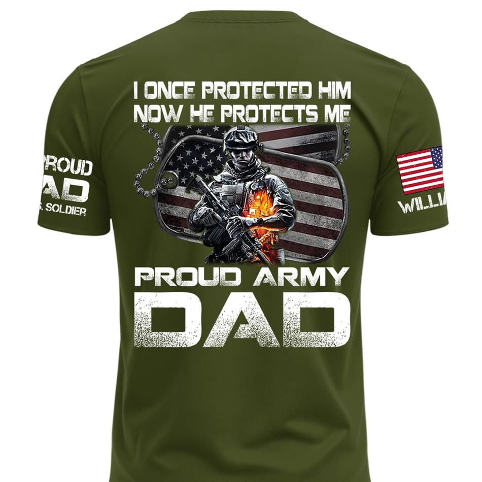 I Once Protected Him Now He Protects Me Proud Army Dad Custom Shirt For Proud Military Mom Dad Family H2511 Trna