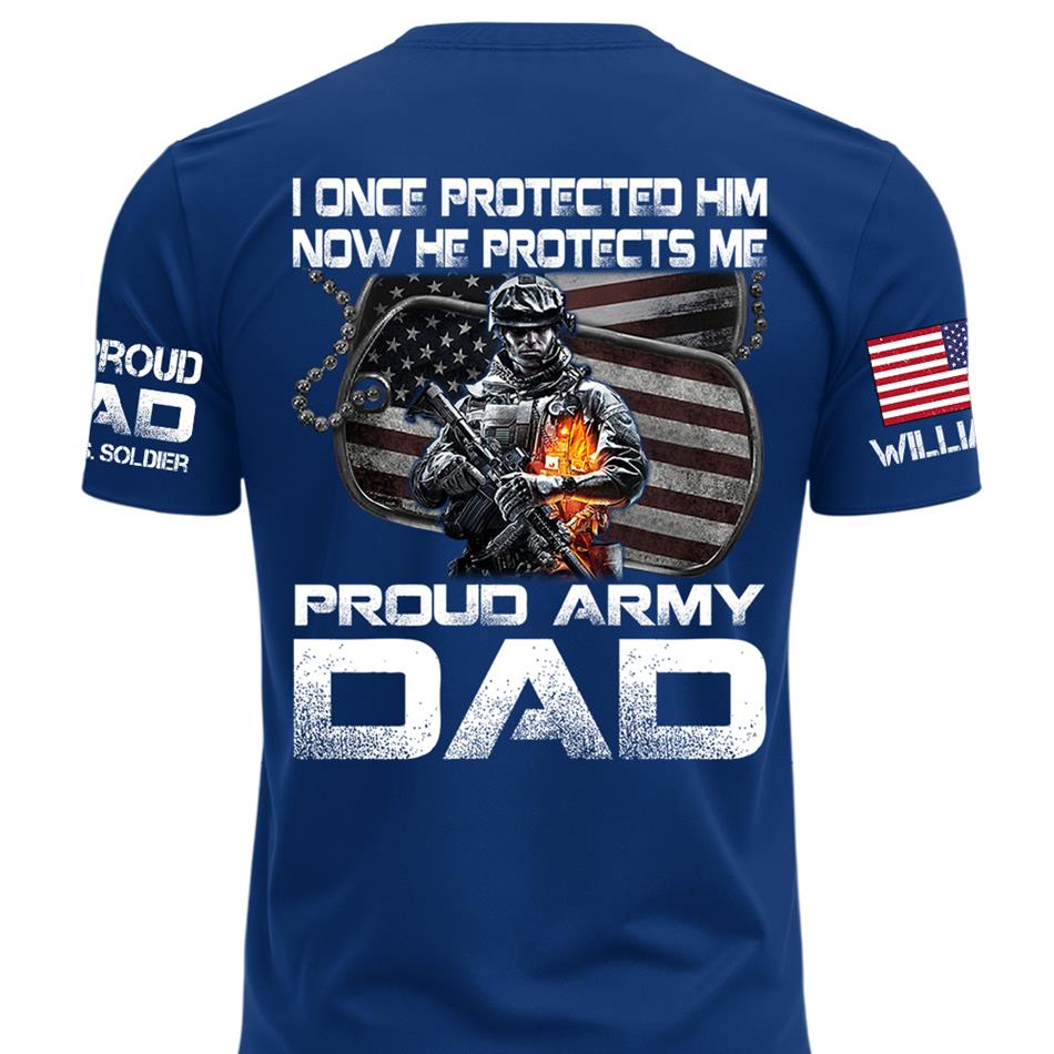 I Once Protected Him Now He Protects Me Proud Army Dad Custom Shirt For Proud Military Mom Dad Family H2511 Trna