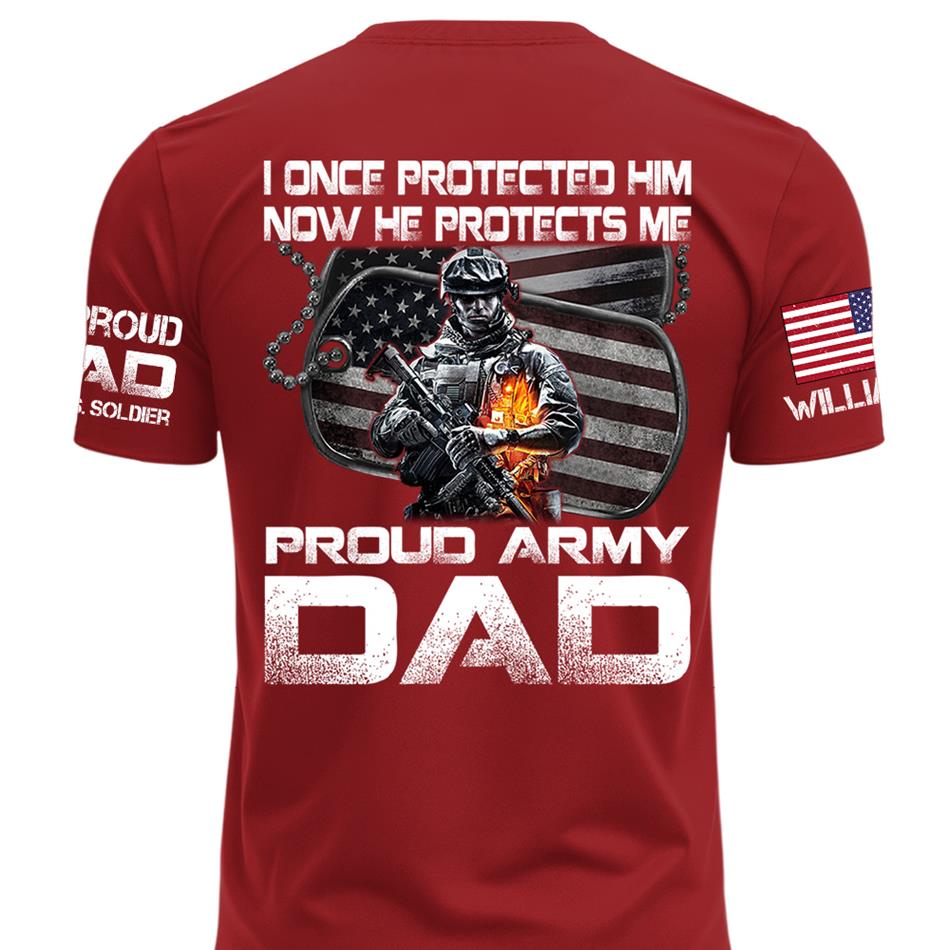 I Once Protected Him Now He Protects Me Proud Army Dad Custom Shirt For Proud Military Mom Dad Family H2511 Trna