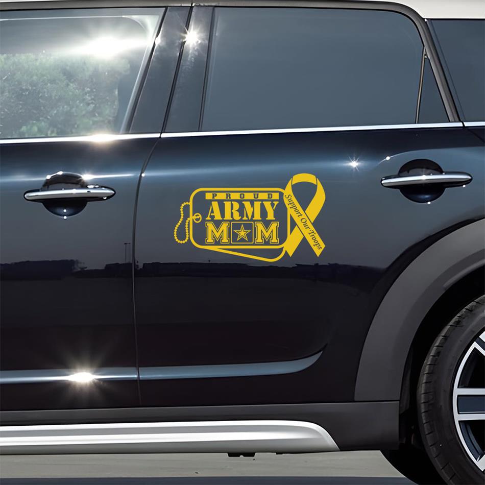 Proud Army Mom Dad Wife Support Our Troops Custom Car Decal Gift For Proud US Military Family Members Vehicle H2511 Trna
