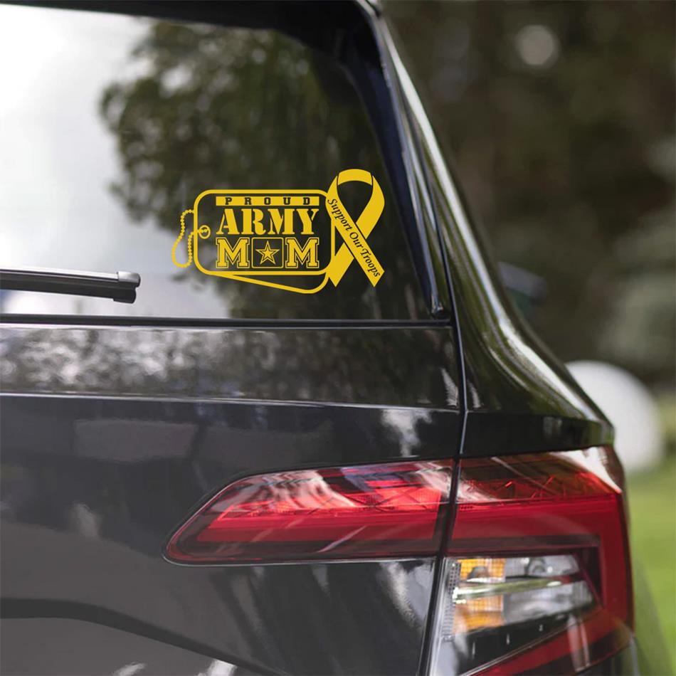 Proud Army Mom Dad Wife Support Our Troops Custom Car Decal Gift For Proud US Military Family Members Vehicle H2511 Trna