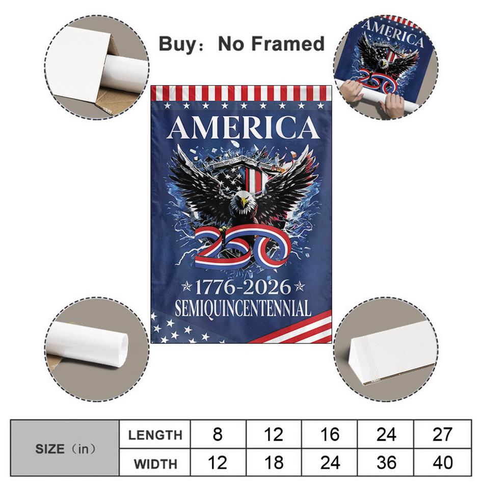 United States America 250th Of Freedom 1776-2026 250th Anniversary Semiquincentennial House Flag Vr2 H2511 Trna