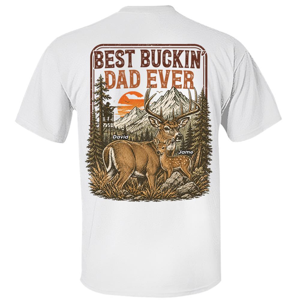 Personalized Best Buckin' Dad Ever Father's Day Shirt, Father's Day gift for Him, Gift for Husband, Vintage Retro Hunting Shirt for Men Hv01