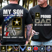 My Son Has Your Back Custom Name Proud Army Dad Personalized Shirt For US Military Family Proud Dad Mom Shirt H2511