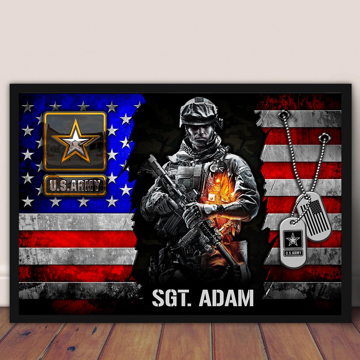 Personalized Gift For Veteran Custom Gift For Veteran Half Thin Green Line American Metal Flag Poster Canvas For Veterans H2511