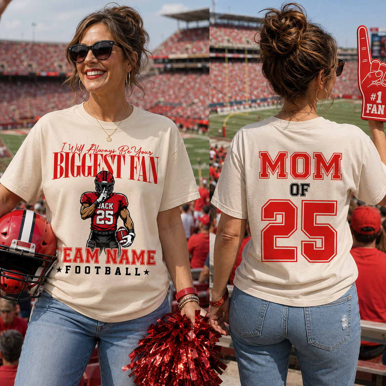 My Heart Is On That Filed Custom Football Mom Shirt L0411 VH01
