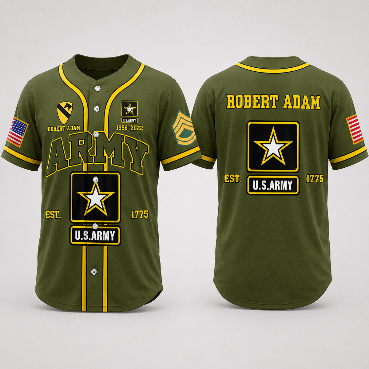 US Military Baseball Jersey Custom All Branches Rank Division Name For Military Retirement Veteran Dad Grandpa H2511