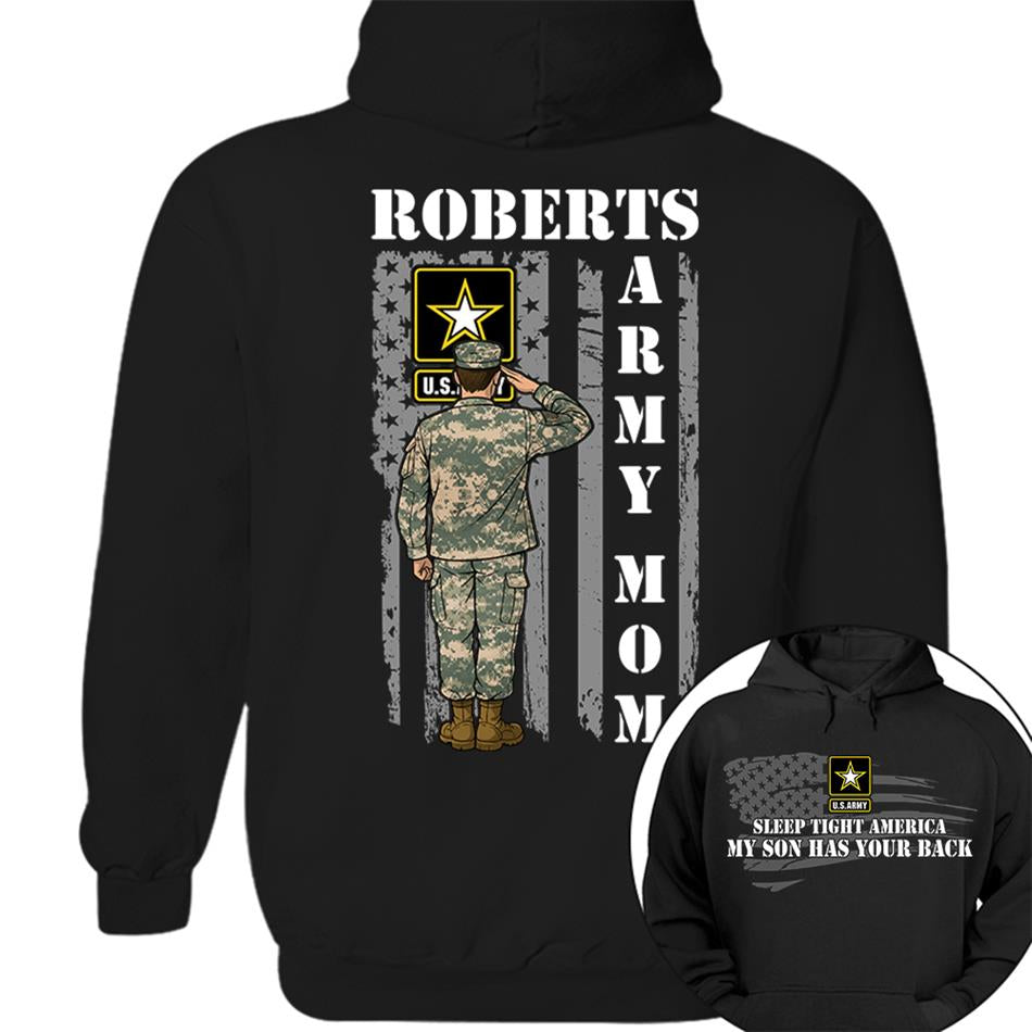 Sleep Tight America My Son Has Your Back Proud Army Mom Custom Shirt For Military Mom Dad Grandma Sister Hoodie H2511