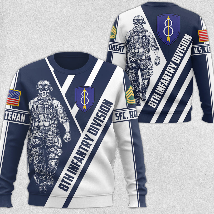 Personalized All Over Print Shirt Custom Division Rank All Branch Gift For Soldier Veteran H2511