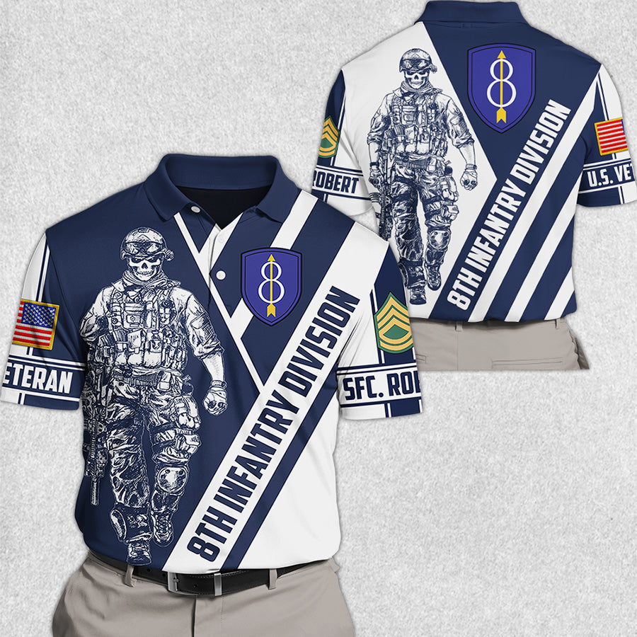 Personalized All Over Print Shirt Custom Division Rank All Branch Gift For Soldier Veteran H2511
